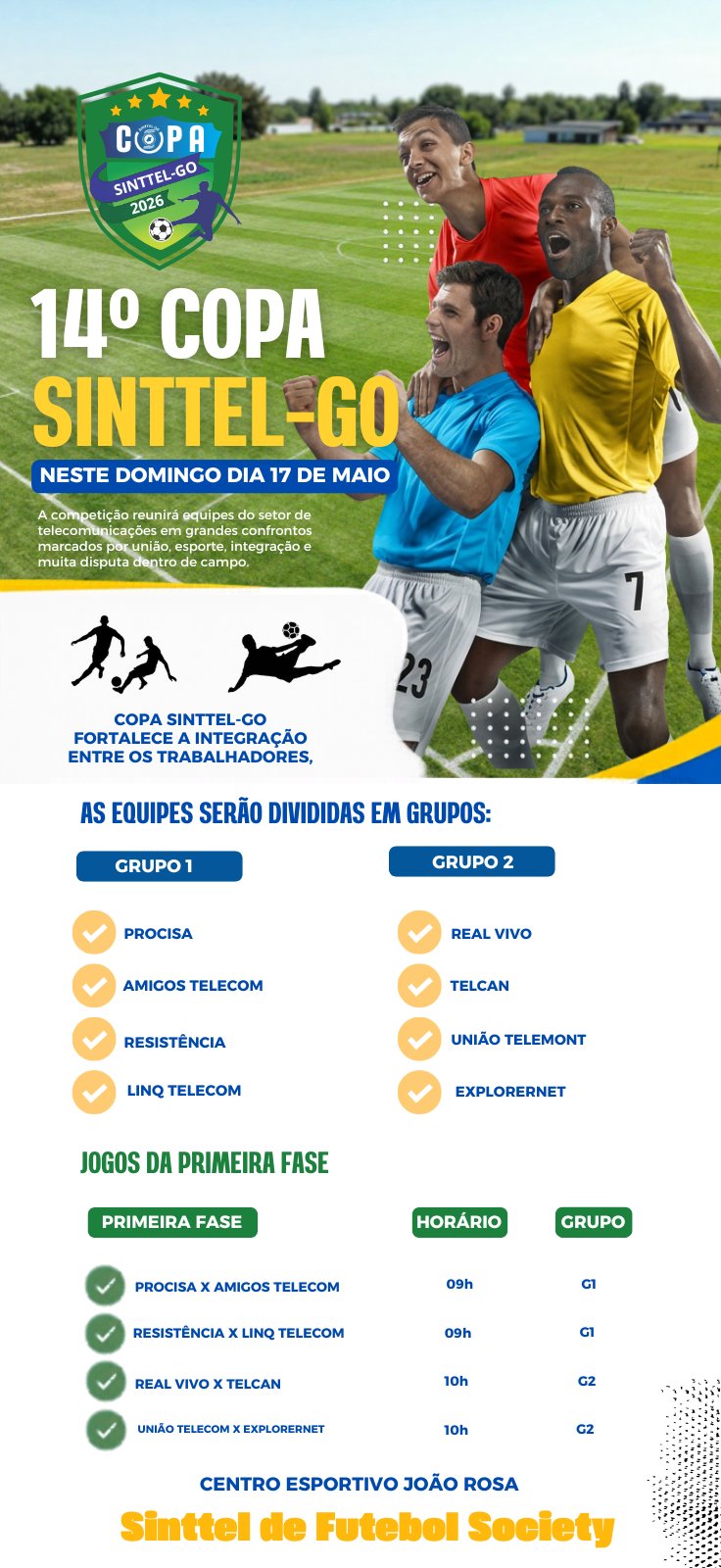 Flyer oficial 14ª Copa SINTTEL-GO 2026